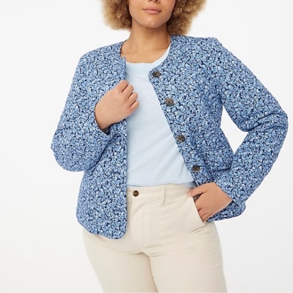 J.Crew Blue Quilted Jacket Size 8 - Picture 12 of 13